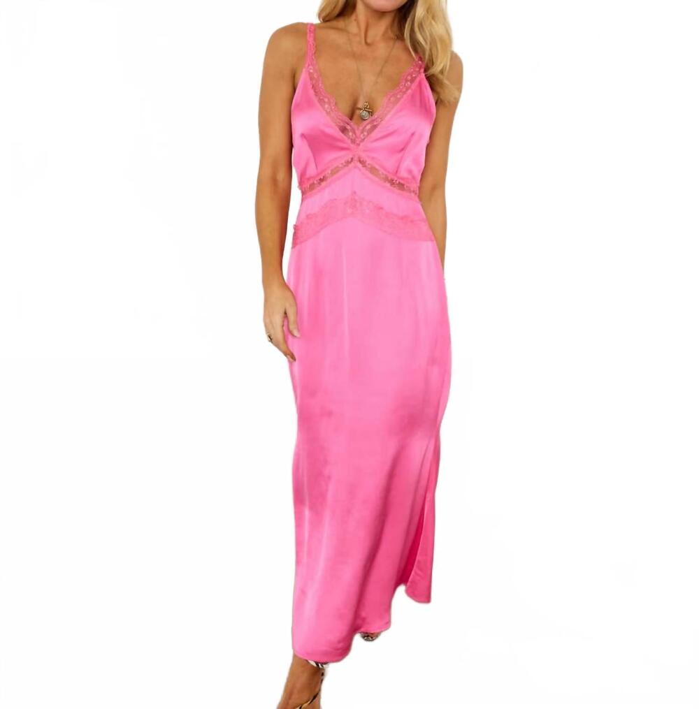 NEW NEVER FULLY DRESSED gianna satin midi slip dress in pink